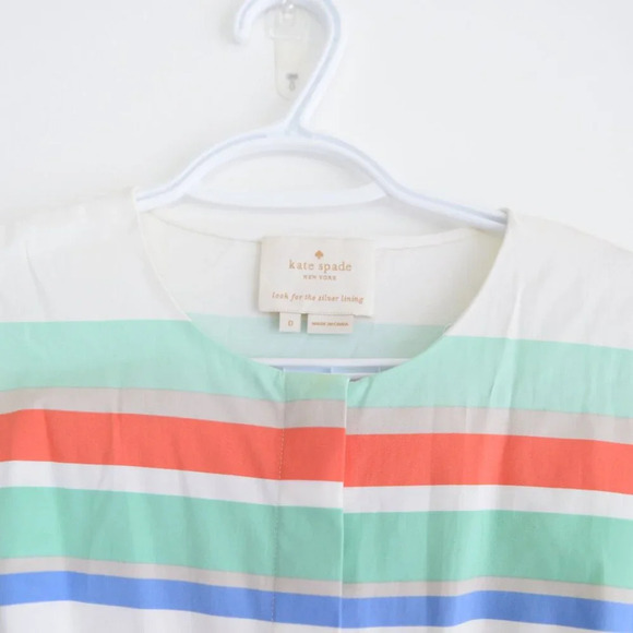 Kate Spade New York Multi Cape Stripe Pleated  Shirt Midi Dress 0 - Picture 9 of 15